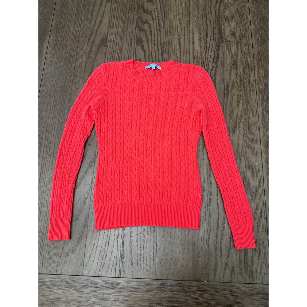 Antonio Melani 100% Cashmere Cable Knit Sweater XS Coral Red